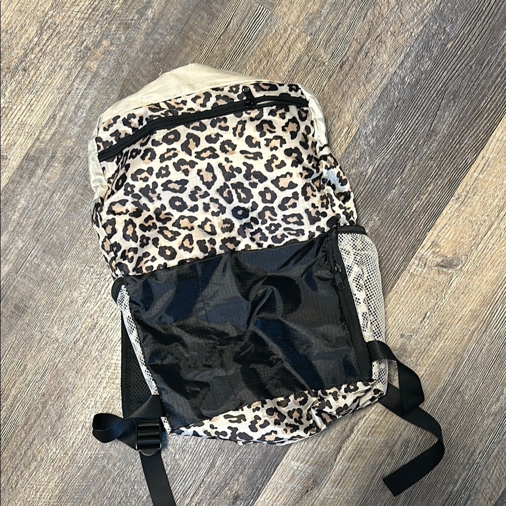 Leopard Print Backpack with Black Accents